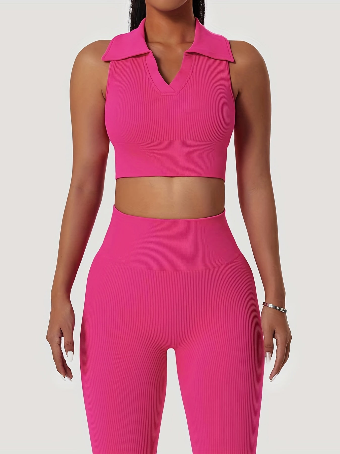 Yoga Sports Set: Crop Top & High Waist Leggings, Activewear