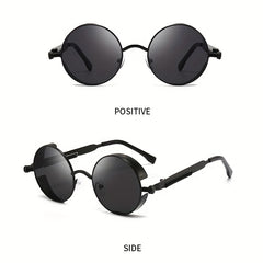Steampunk Round Metal Sunglasses UV400 With Case