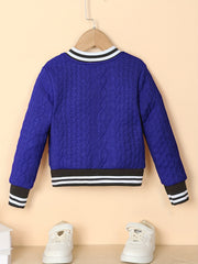Kid Girls' Striped Baseball Jacket Zip Up Varsity Style