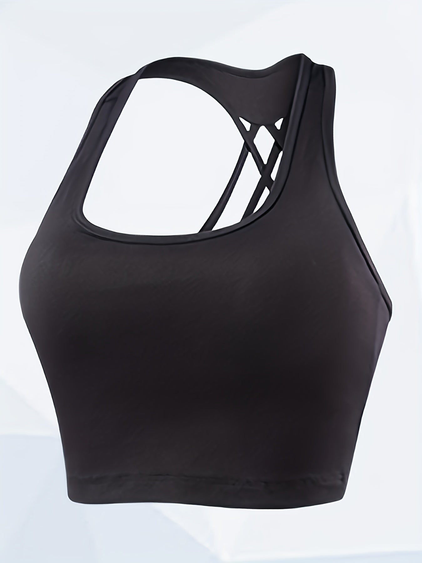 Strappy Racerback Yoga Sports Bra Crop Top Camisole Medium Impact Workout Bra