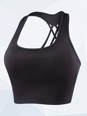 Strappy Racerback Yoga Sports Bra Crop Top Camisole Medium Impact Workout Bra