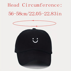 Unisex Sunshade Breathable Adjustable Baseball Cap with Smile Embroidery
