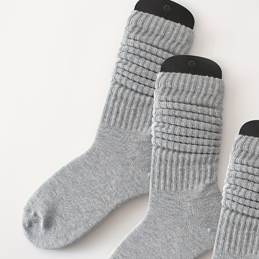 3 Pairs Slouch Crew Socks Cozy & Breathable Street Socks Women's Stockings