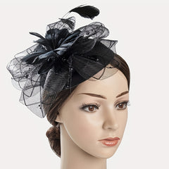 Women Flower Mesh Veil Head Piece Wedding Hat Derbyhat Church Hat