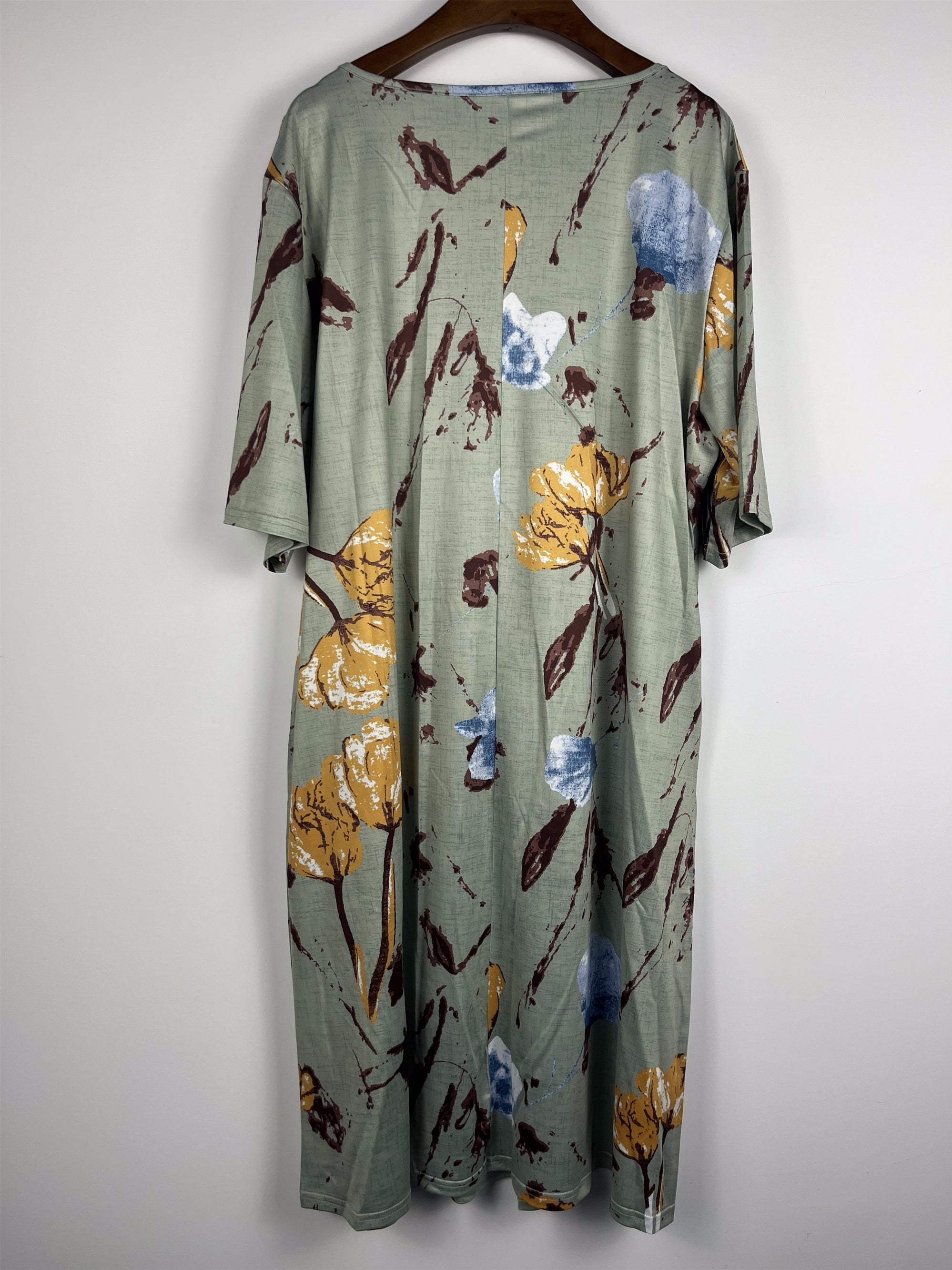 Casual Dress Women's Plus Floral Print Short Sleeve Round Neck Dress