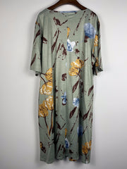 Casual Dress Women's Plus Floral Print Short Sleeve Round Neck Dress