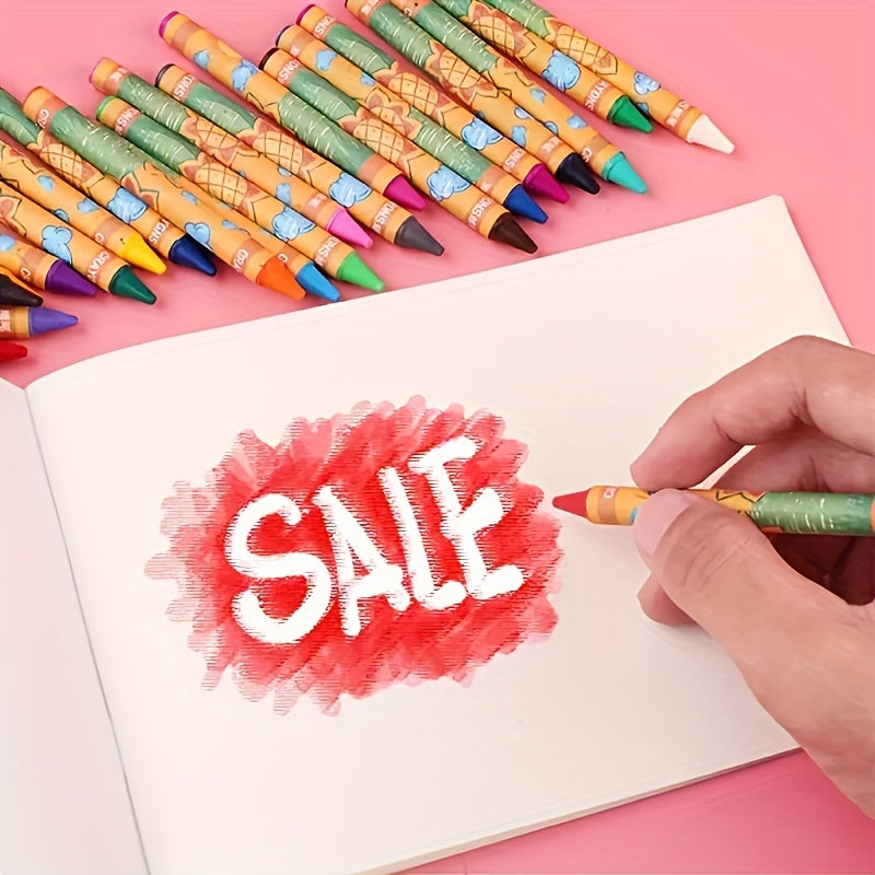 24 Eco-Friendly Student Crayons Set Creative Cartoon Painting Art Supplies