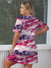 Ombre Print Short Sleeve Outwear Dress