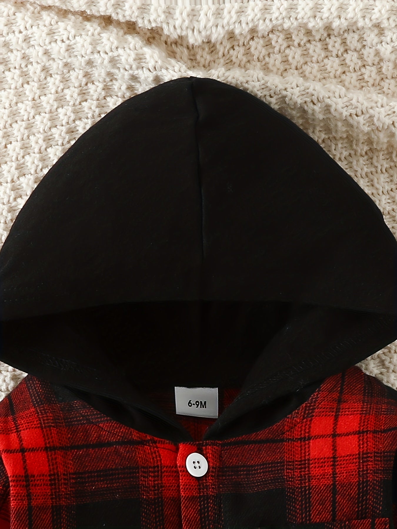 Boy's Plaid Block Hooded Shirt & Pants Set Spring Fall Outfit