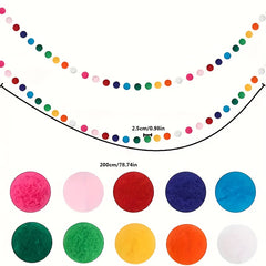 Colorful Pom Pom Garland 6.5 Feet Long Felt Ball Garlands