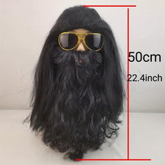 3pcs Men's Wig And Beard Wild Caveman Costume Halloween Set