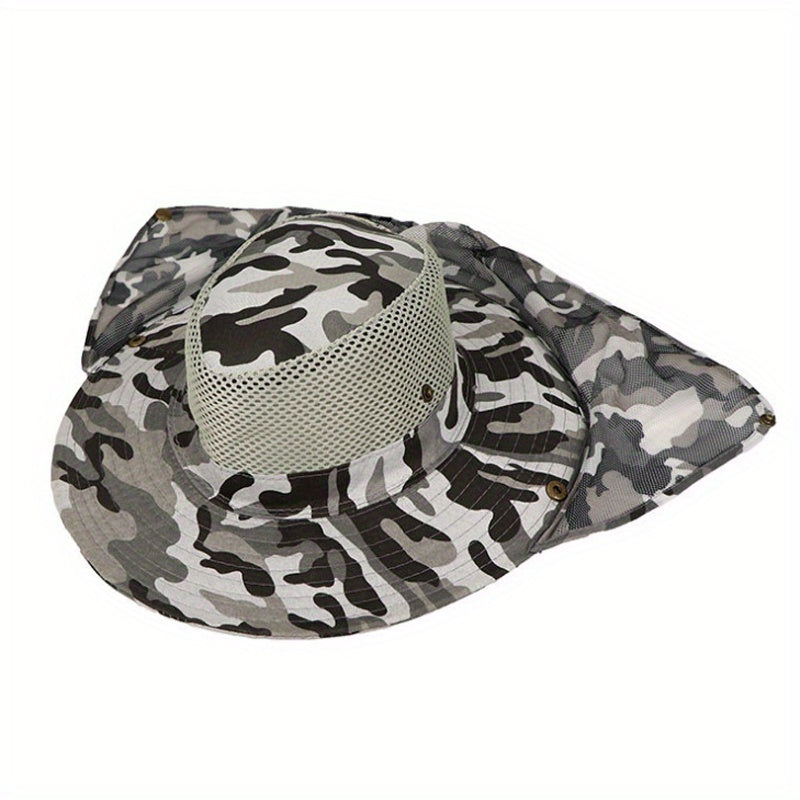 Mesh Camouflage Net Hat Sun Protection Big Brim Fishing Beach Hiking Outdoor Hat