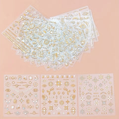 3D Bronzing Manicure Stickers Star Moon Gemstone Nail Decals