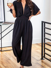 Bat Sleeve V-Neck Wide Leg Jumpsuit