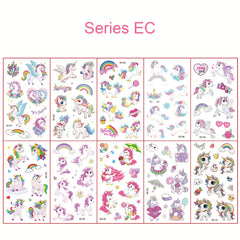 10 Sheets Tattoo Sticker Pupils Reward Stickers Unicorn Waterproo...