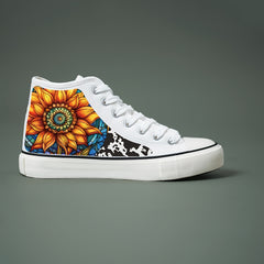 Flower Print Plush Lined Thermal Chunky Canvas Sneakers