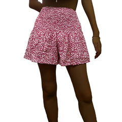 Floral Print Shorts Casual Shirred Waist Summer Shorts Women's Clothing