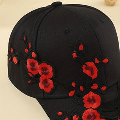 Red Plum Embroidery Baseball Cap Adjustable Sports Dad Hat