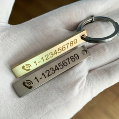 Engraved Bar Key Chain Custom Numbers Key Ring Gift