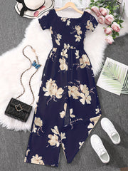 Boho Floral Wide Leg Jumpsuit for Women