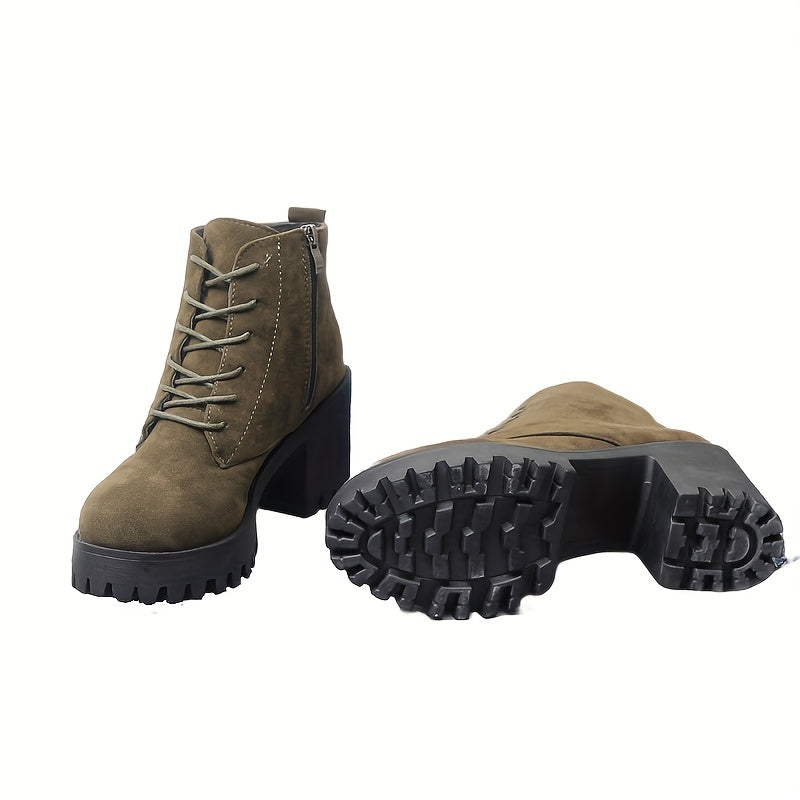Chunky Heeled Ankle Boots Lace Up Platform Boots Oktoberfest Dress Shoes