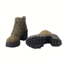 Chunky Heeled Ankle Boots Lace Up Platform Boots Oktoberfest Dress Shoes