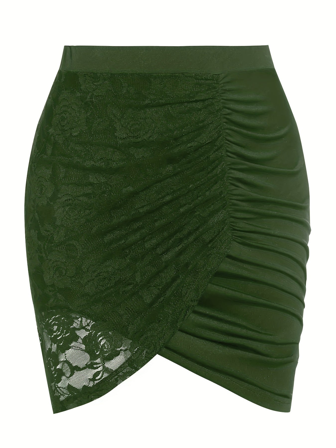 Floral Lace Bodycon Skirt Ruched Bag Hip Women's Clothing