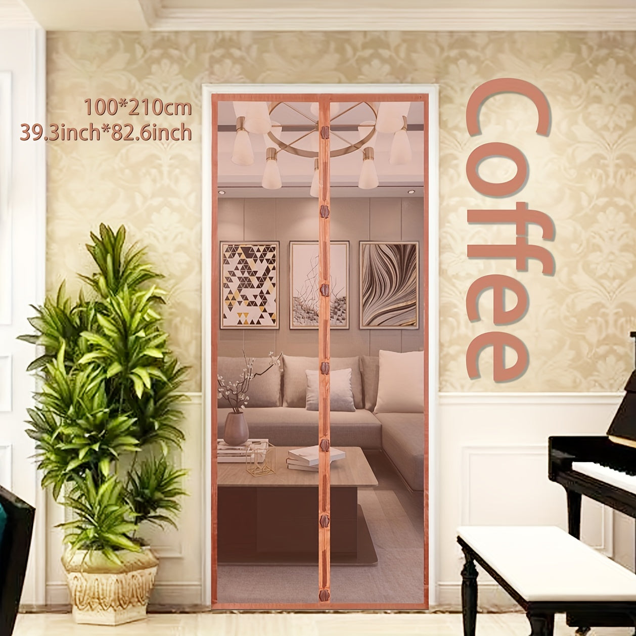 Coffee Brown Magnetic Screen Door Keep Bugs Out Let Breeze In