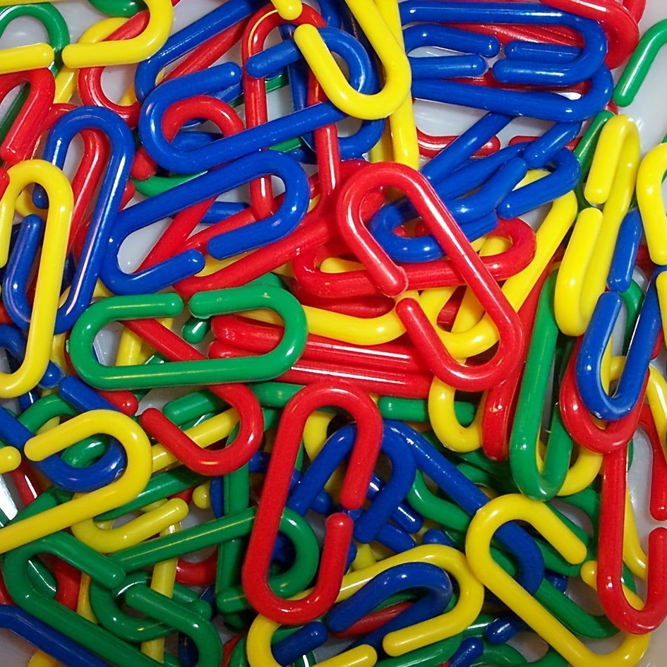 Rainbow Plastic Chain Links for Birds DIY C Clips Hooks and Swing Climbing Toys