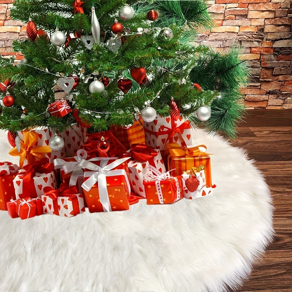 Faux Fur Christmas Tree Skirt for Merry Christmas Party Decorations
