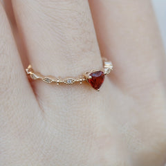 Heart Shaped Ruby Decor Ring for Girls