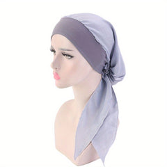 Flower Print Soft Bonnet Silk Head Wrap Women Turban Casual Head Scarf