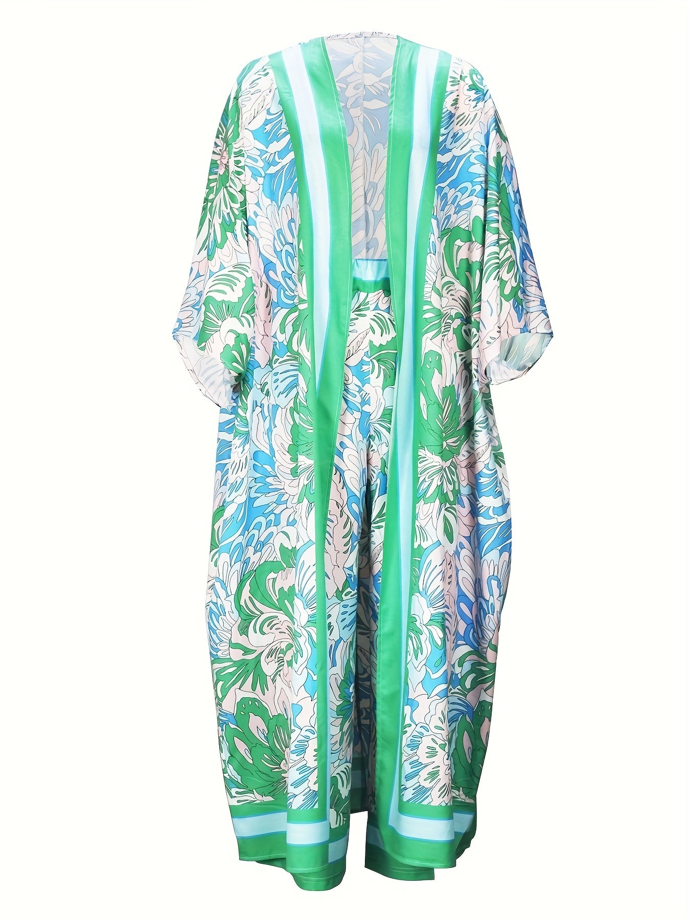 Boho Batwing Sleeve Cover Up & Pants Two Piece Set