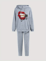 Red Lip Art Hoodie & Sweatpants Set