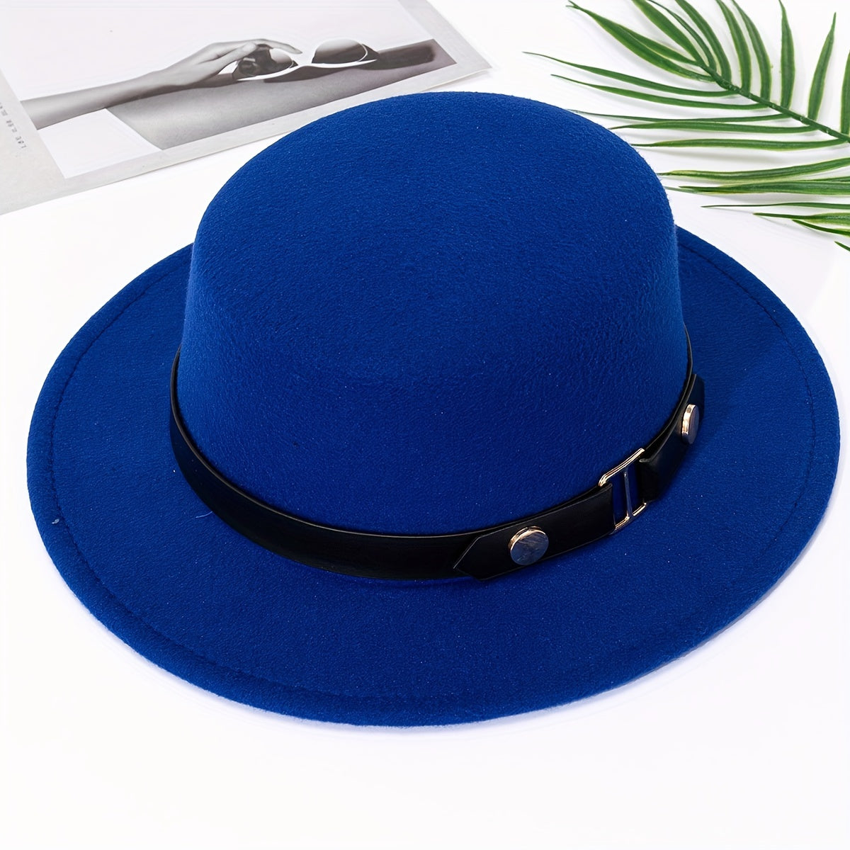 British Style High Symmetrical Top Hat with Round Buckle Belt for Men and Women