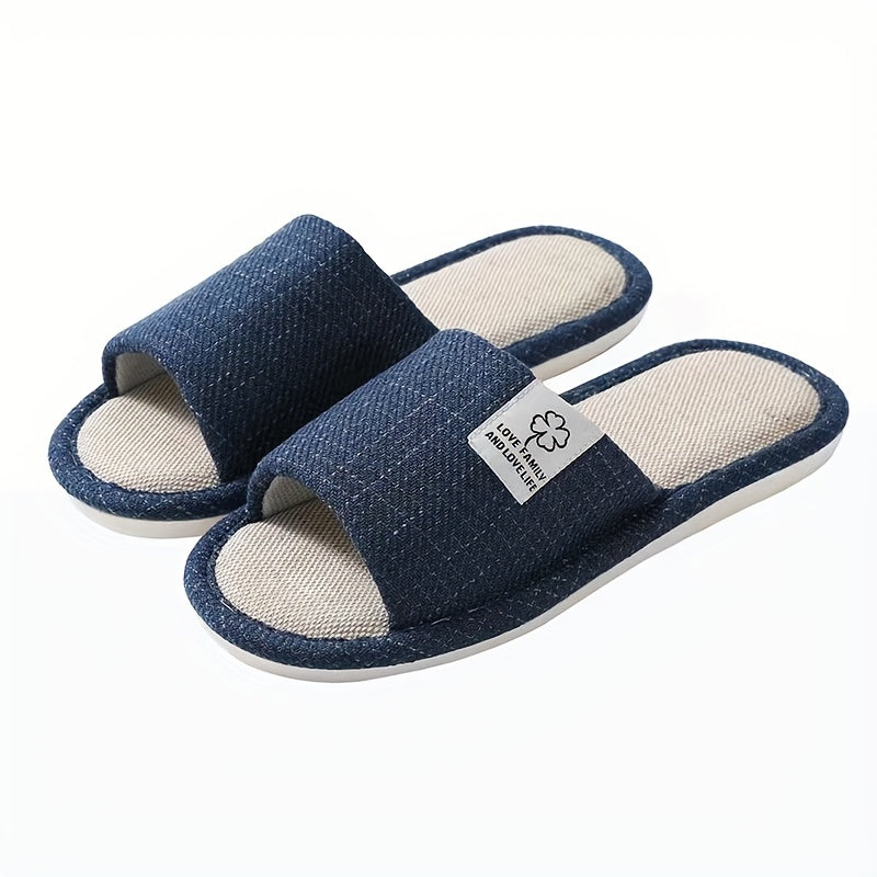 Men's Lightweight Flax Non Slip Open Toe Slides for Summer