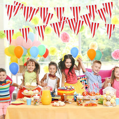 Carnival Circus Bunting Banner Red Striped Pennant Birthday Party Decor