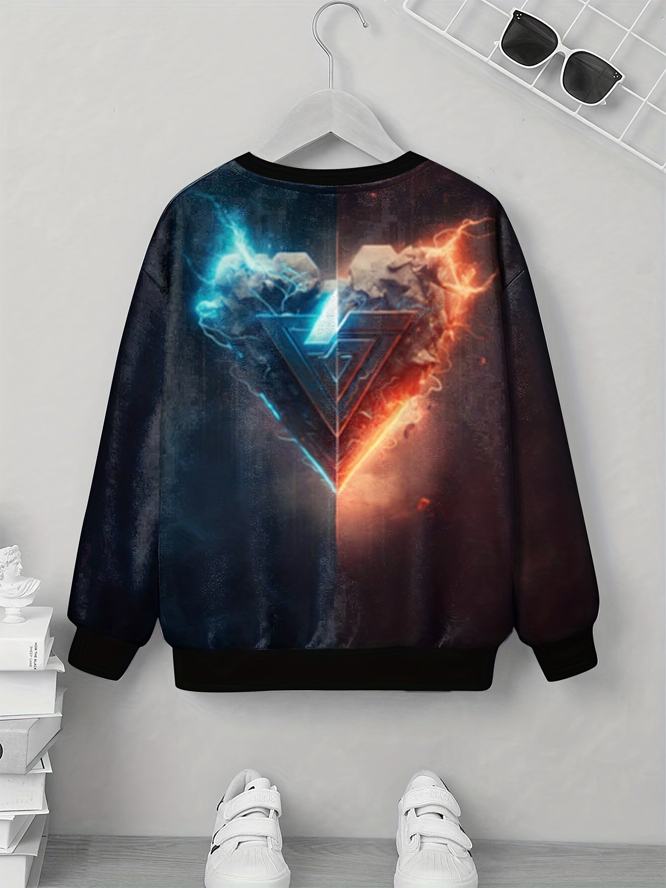 Stone Heart Print Kid's Sweatshirt Unisex Pullover Causal Long Sleeve Top