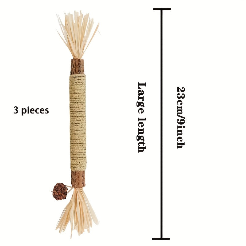 3-Pack Cat Chew Sticks Kitten Teeth Cleaning Toys