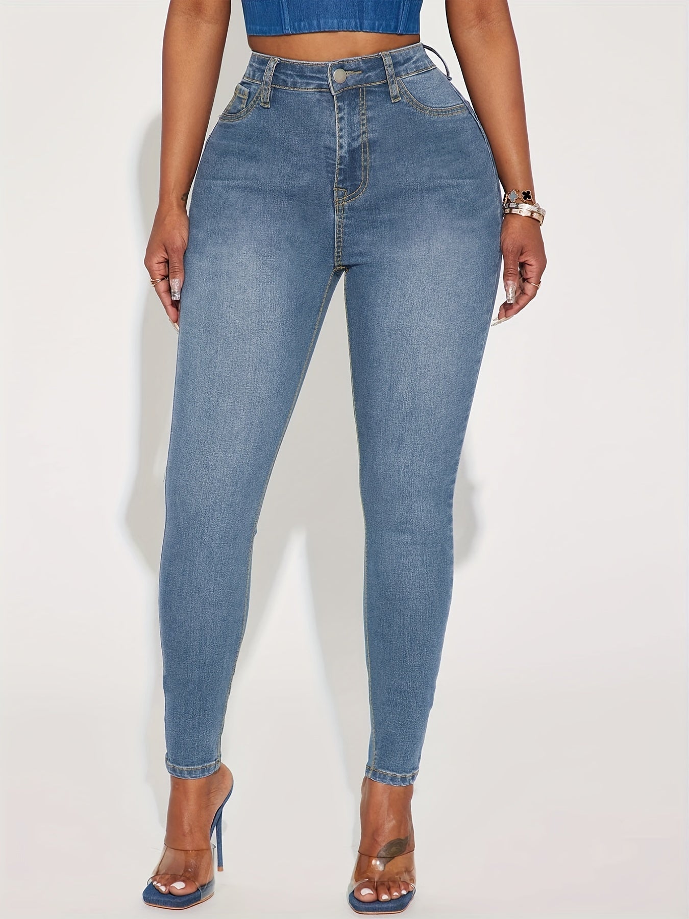 Slim Fit Skinny Jeans High Stretch Casual Denim Pants