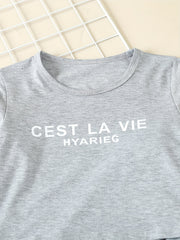 Girls CEST LA VIE 2pc Active Wear Set Crew Neck Top jogger Pants Set