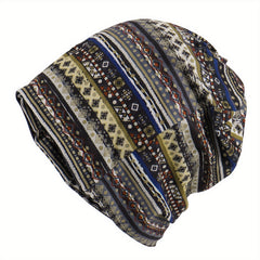 Boho Print Beanie Elastic Neck Gaiter Casual Skull Cap Unisex Hip Hop Chemo Hat