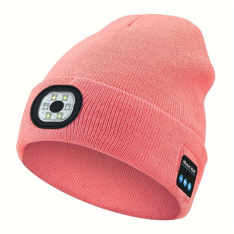 LED Light Hat Wireless Function Beanie Hat Rechargeable Knit Warm Hat