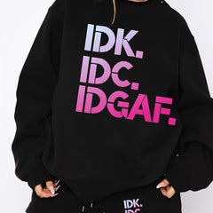 Letter Print Fleece Sweatshirt & Shorts 2 Piece Set