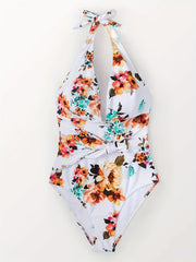 Swimsuit Women's Plus Floral Print Halter One Piece Bathing Suit