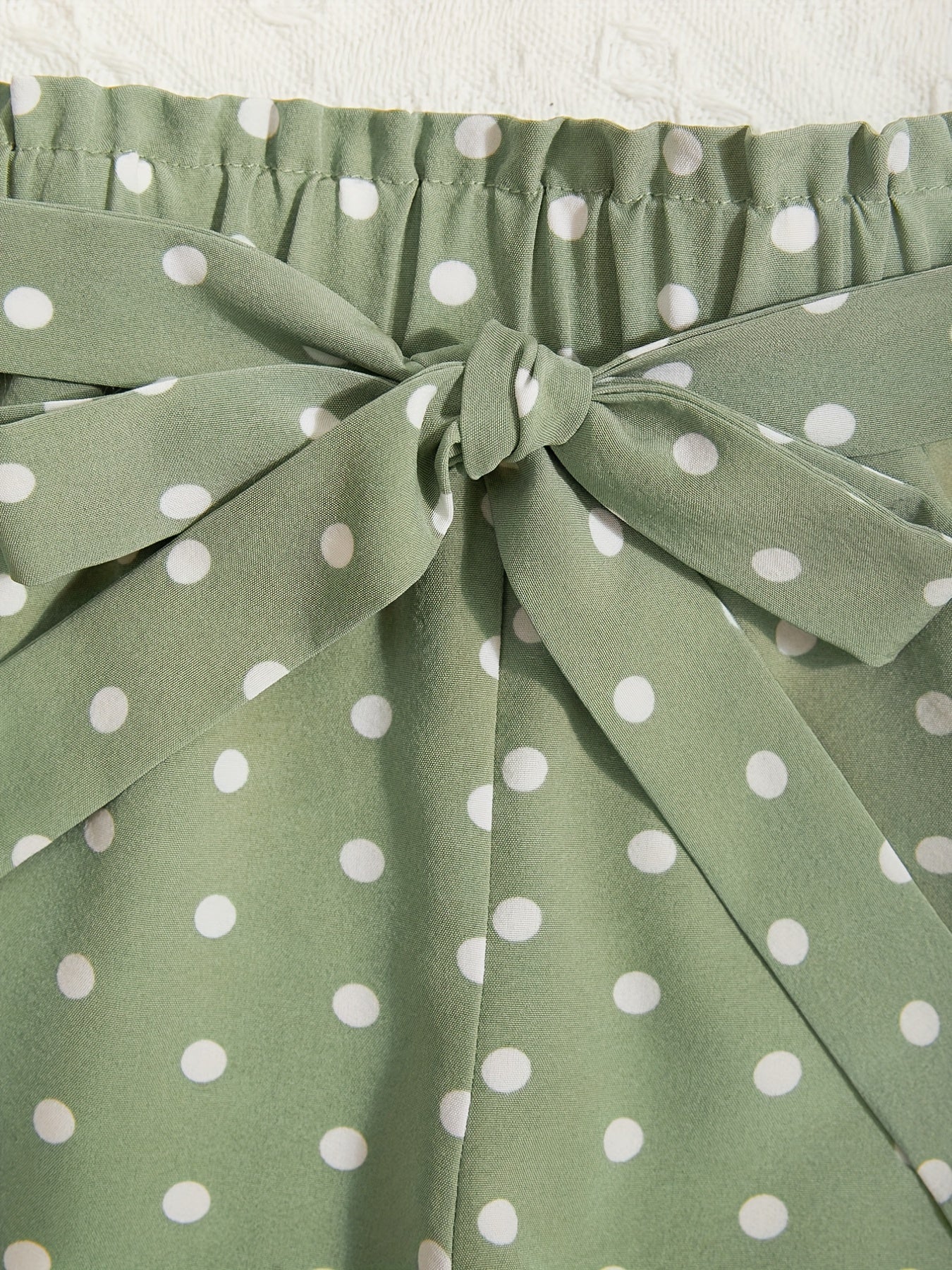Girls Polka Dot Lace Up Belt Shorts for Summer