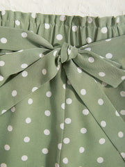 Girls Polka Dot Lace Up Belt Shorts for Summer