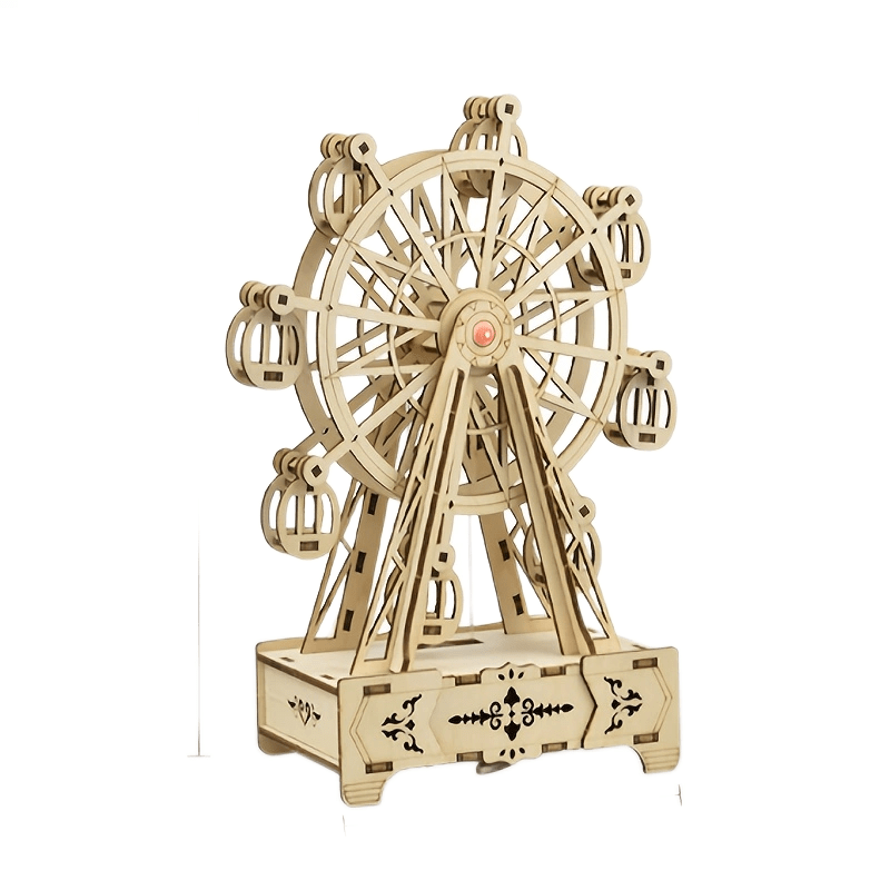 Wooden 3D Puzzle Ferris Wheel Music Box DIY Craft Kit