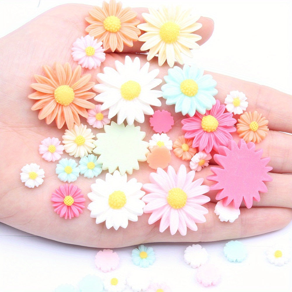 50pcs Yellow Daisy Flowers Cabochons for Jewelry Making and Decor