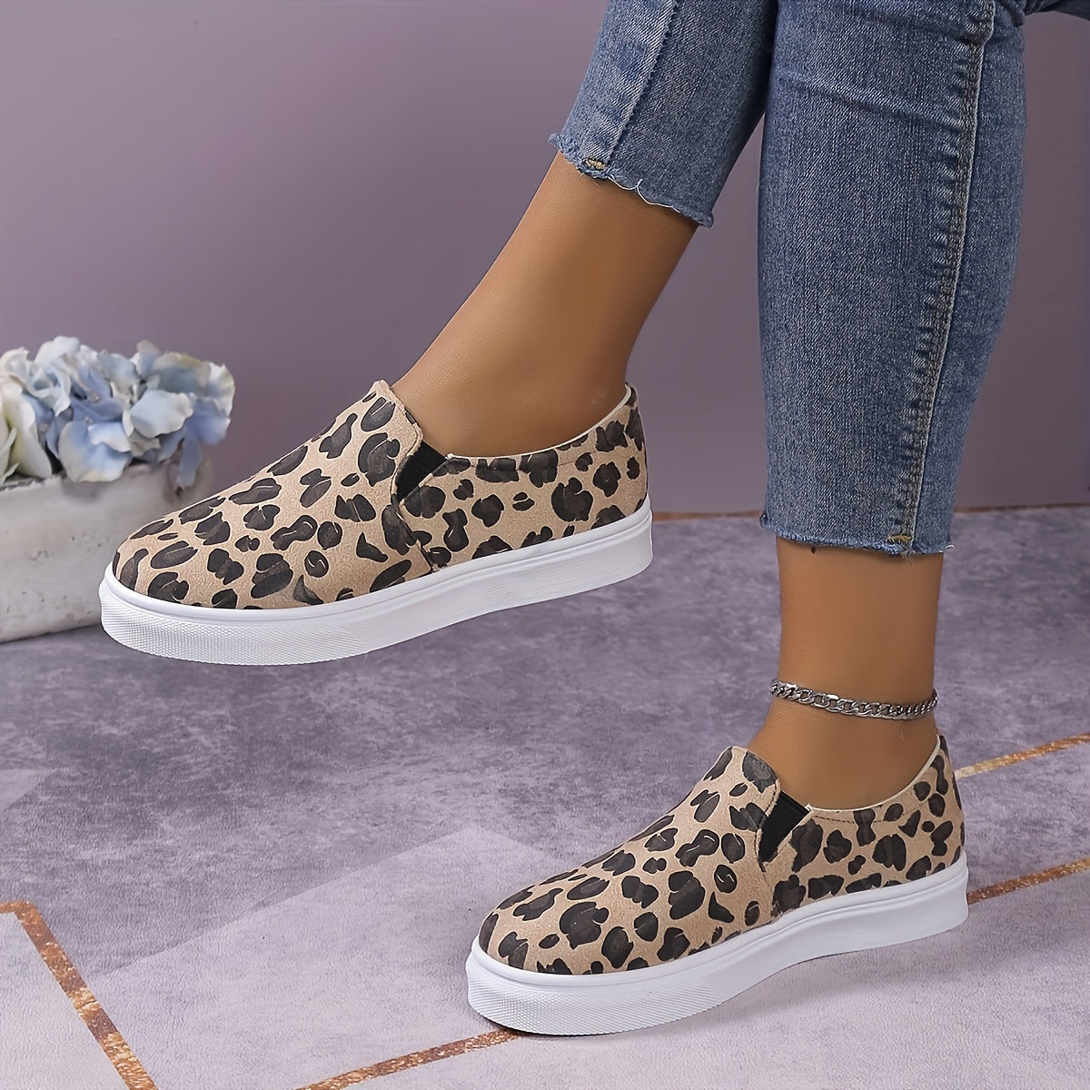 Leopard Print Slip On Flatform Shoes - Comfy & Casual